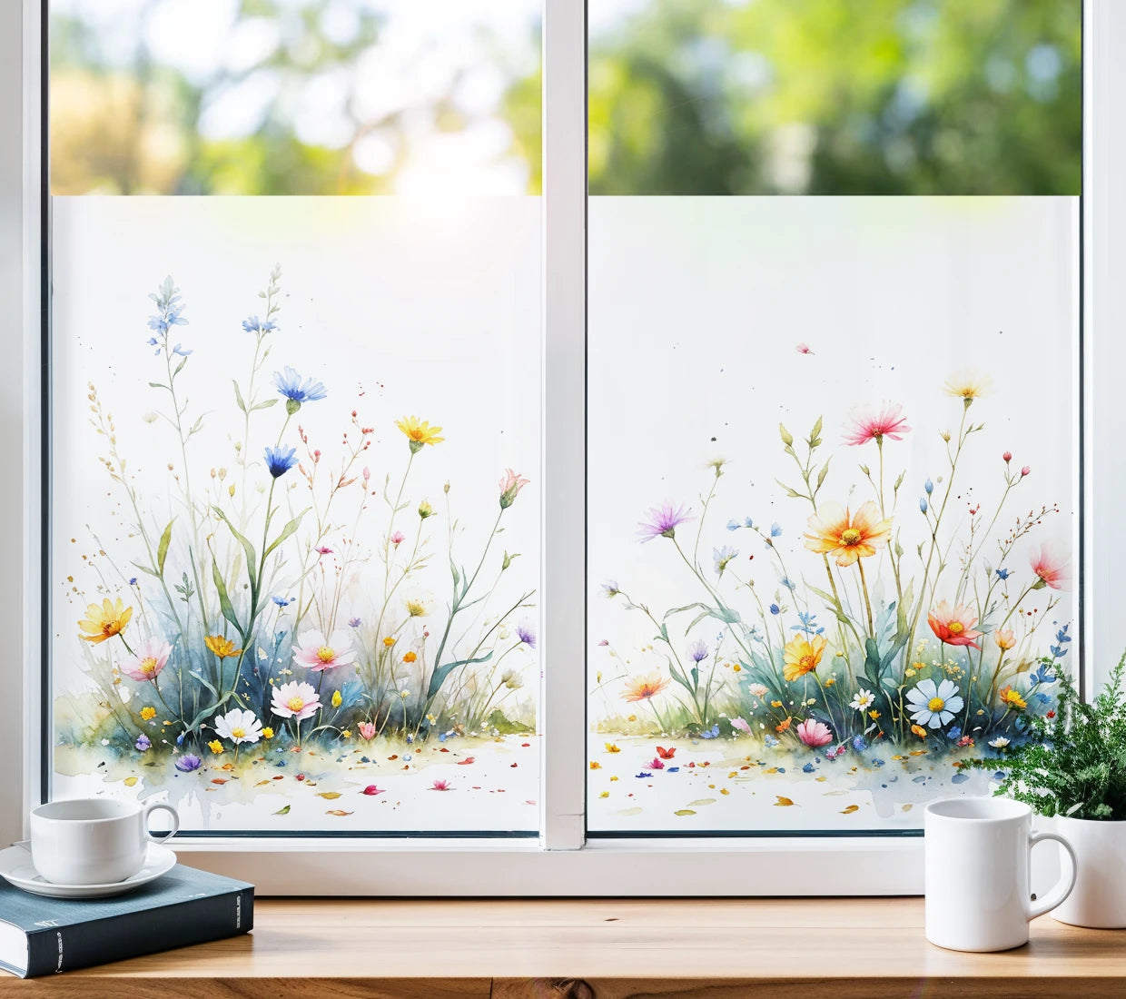 Bedruckte Fensterfolie Sichtschutzfolie Blumenmotiv