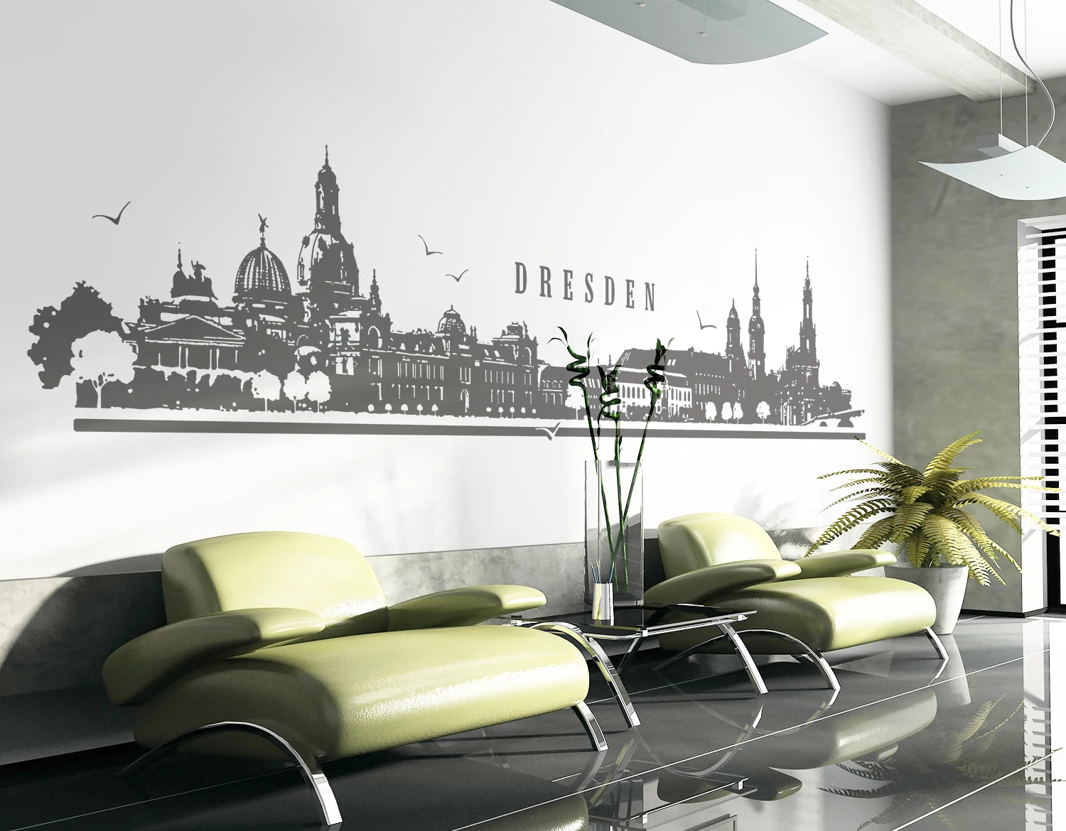 Wandtattoo Skyline Dresden Aufkleber w114
