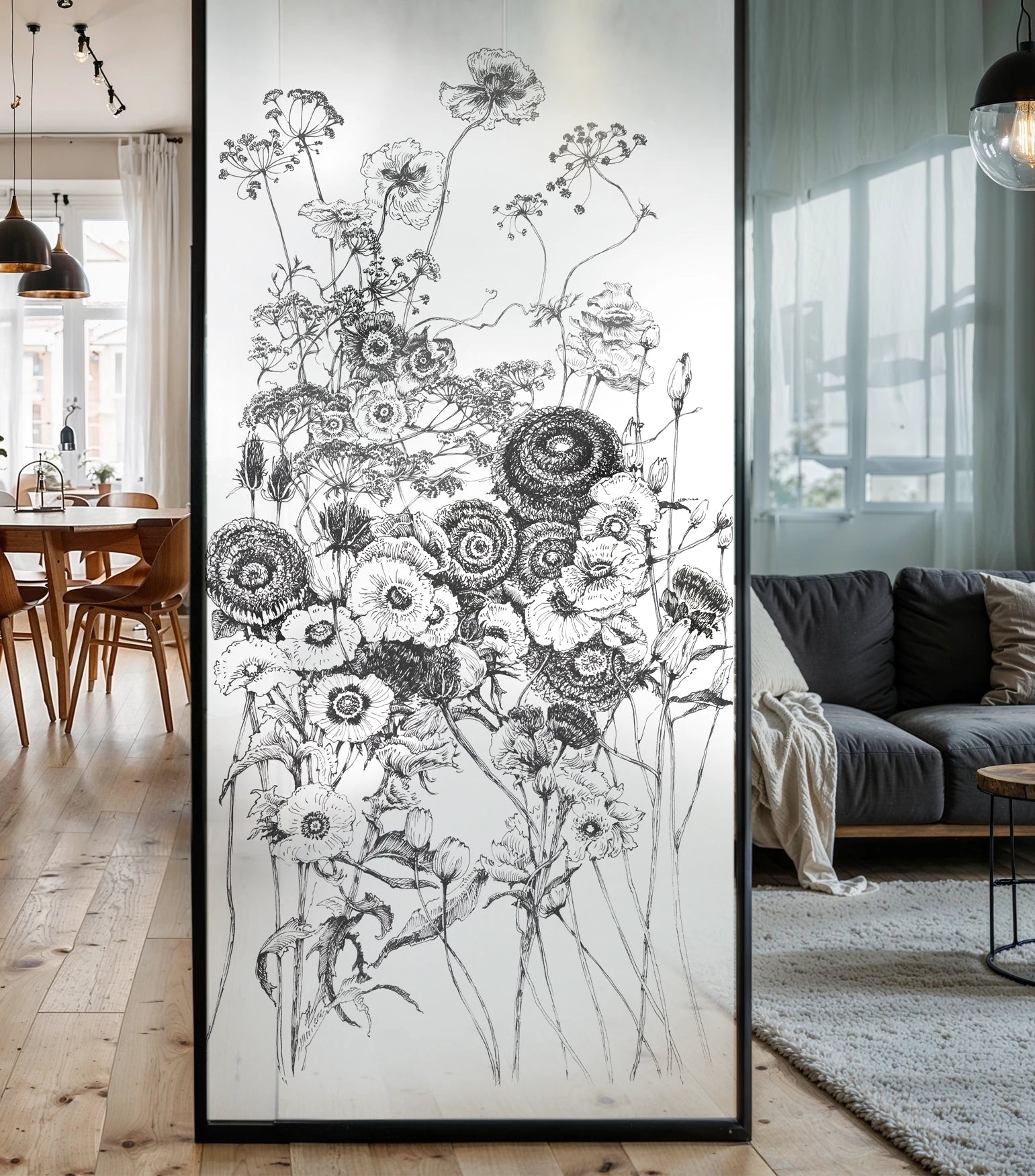 Bedruckte Glastürfolie Motiv Blumen G810