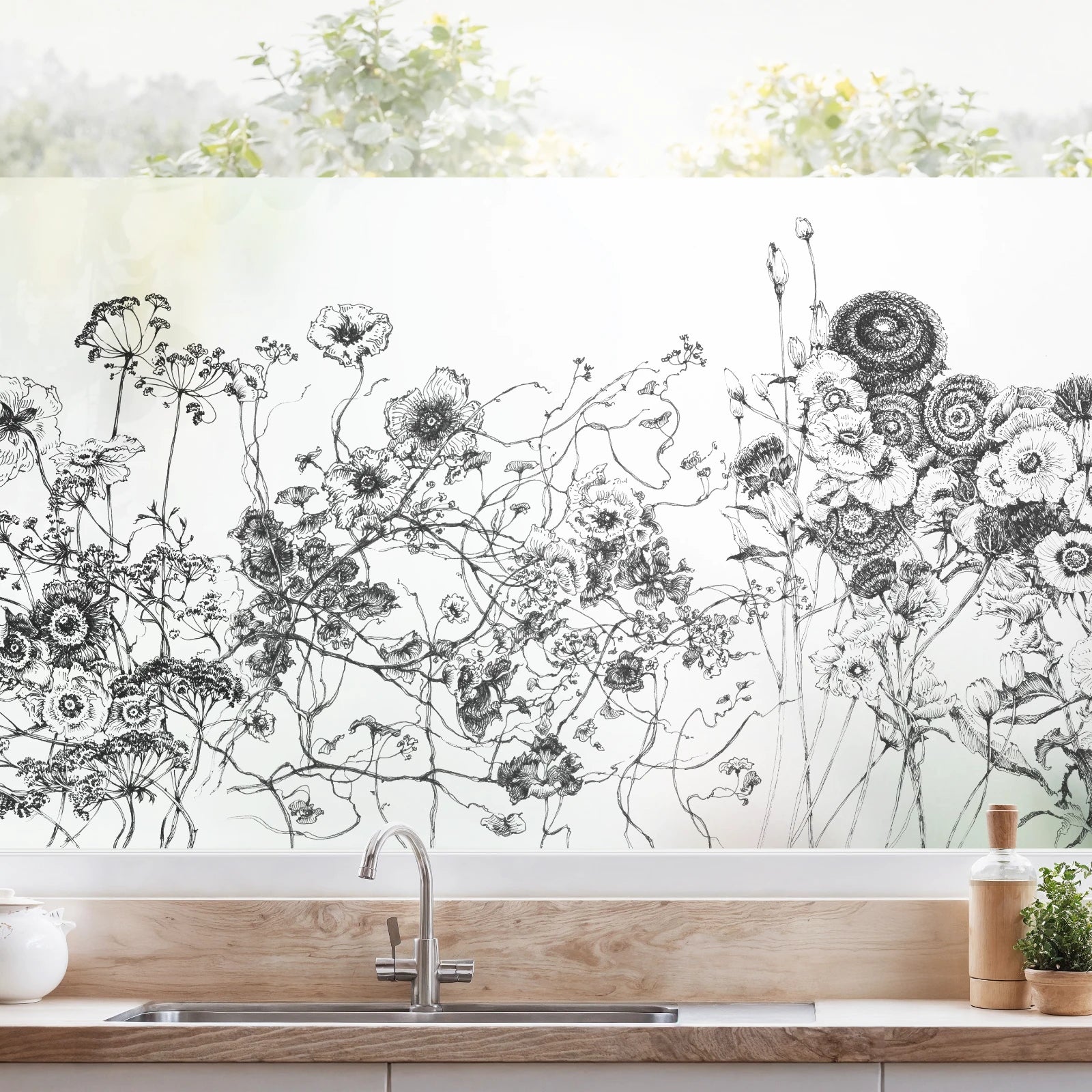 Fensterfolie bedrucktes Motiv blume