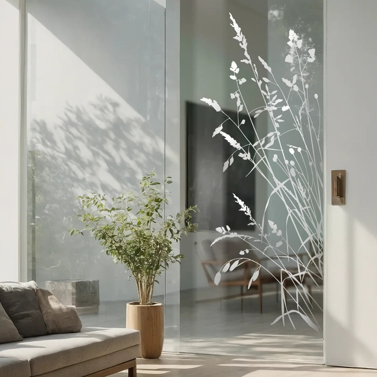 Glasdekorfolie für Glastüren. Kreative Durchlaufschutz "Gras" Z533