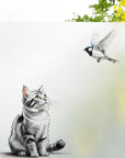 Bedruckte Sichtschutzfolie Katze und Vogel G844