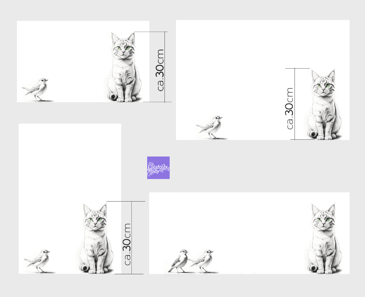 Bedruckte Fensterfolie Sichtschutzfolie Katze und Vogel G841