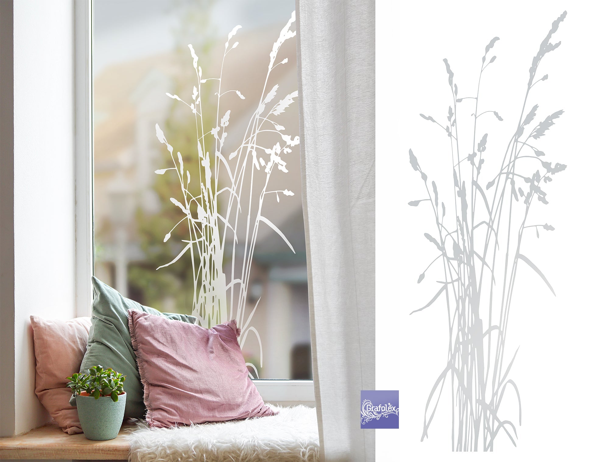 Glasdekor Folie Motiv "Heimgräser" Wintergarten Fenster G526