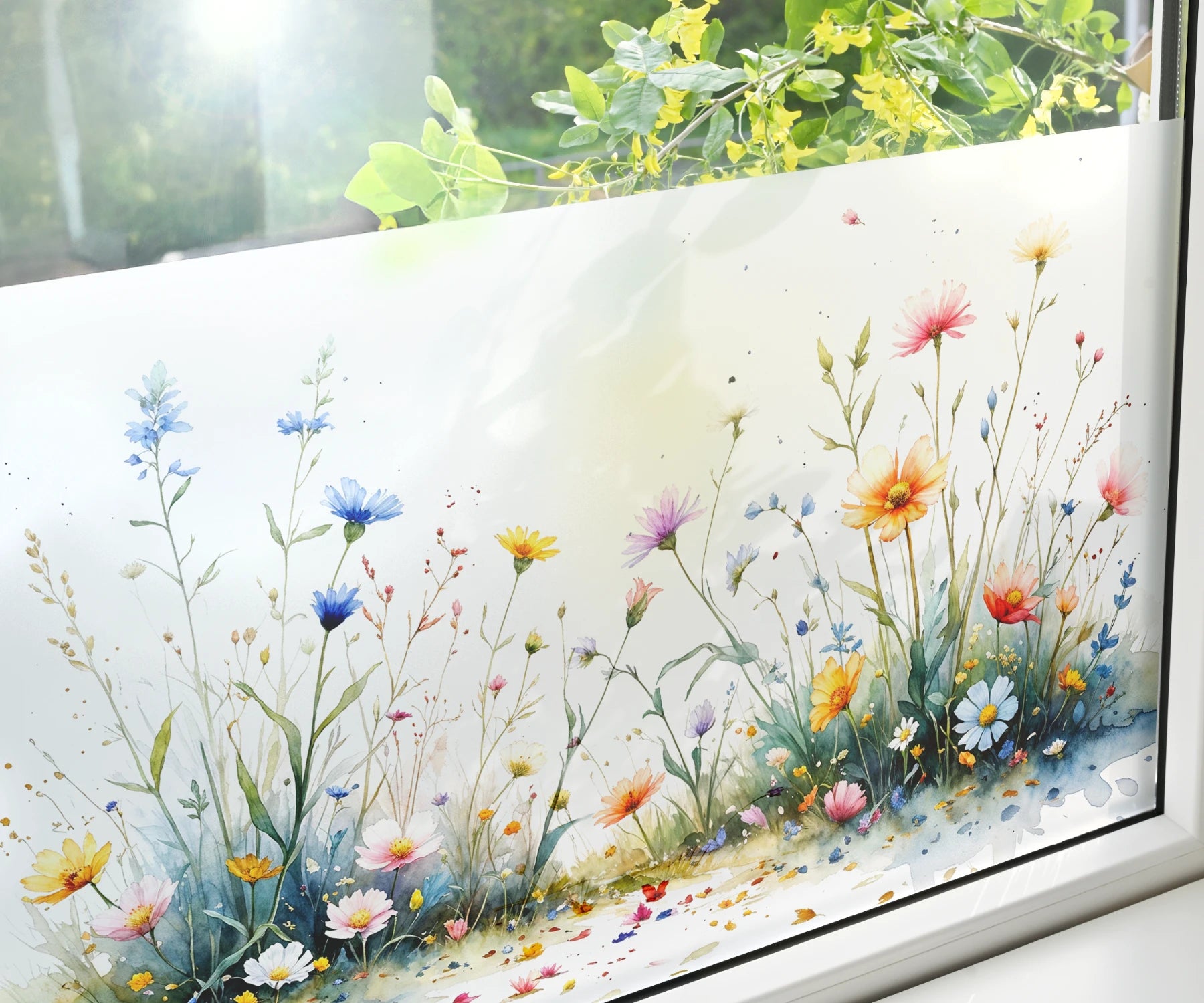 Bedruckte Fensterfolie Sichtschutzfolie Blumenmotiv 
