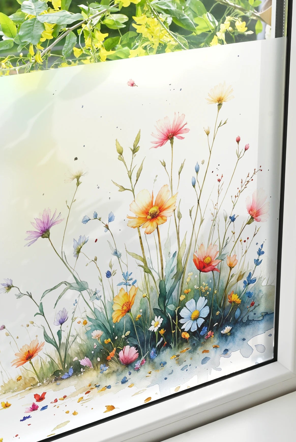 Fensterfolie Sichtschutzfolie Kinderzimmer Küche Blumenmotiv 