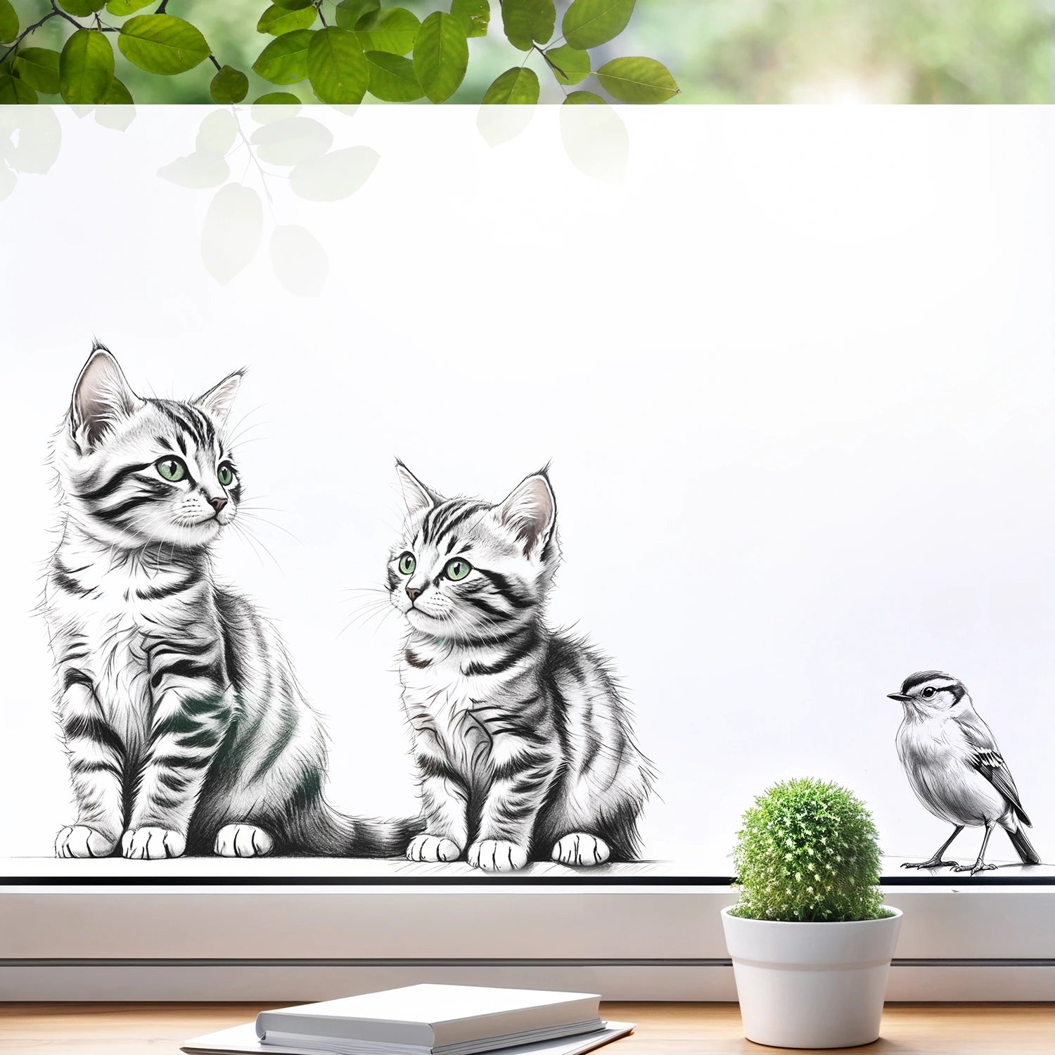 Bedruckte Fensterfolie Sichtschutzfolie Katzen