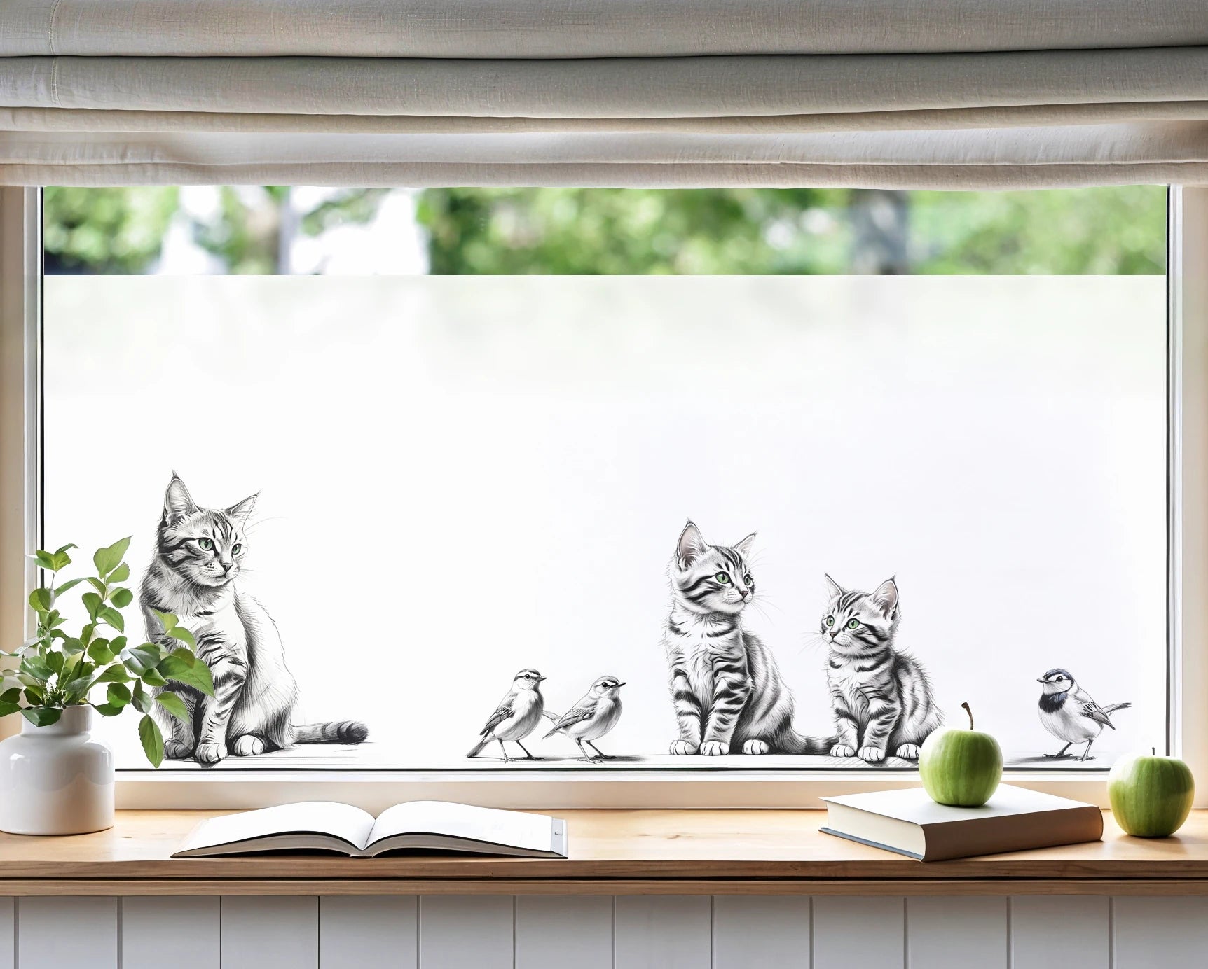 Bedruckte Sichtschutzfolie Katzen