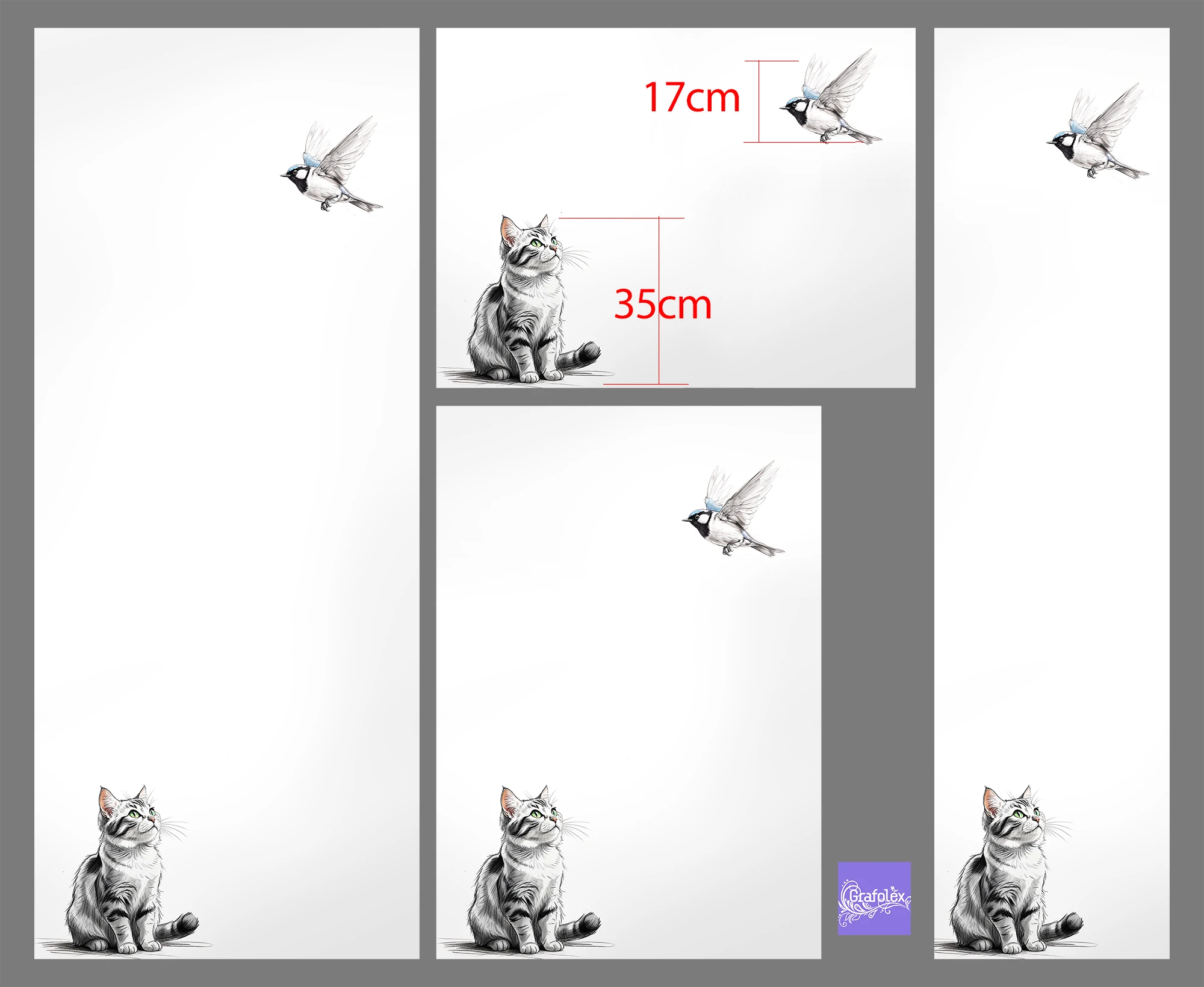 Bedruckte Sichtschutzfolie Katze und Vogel G844