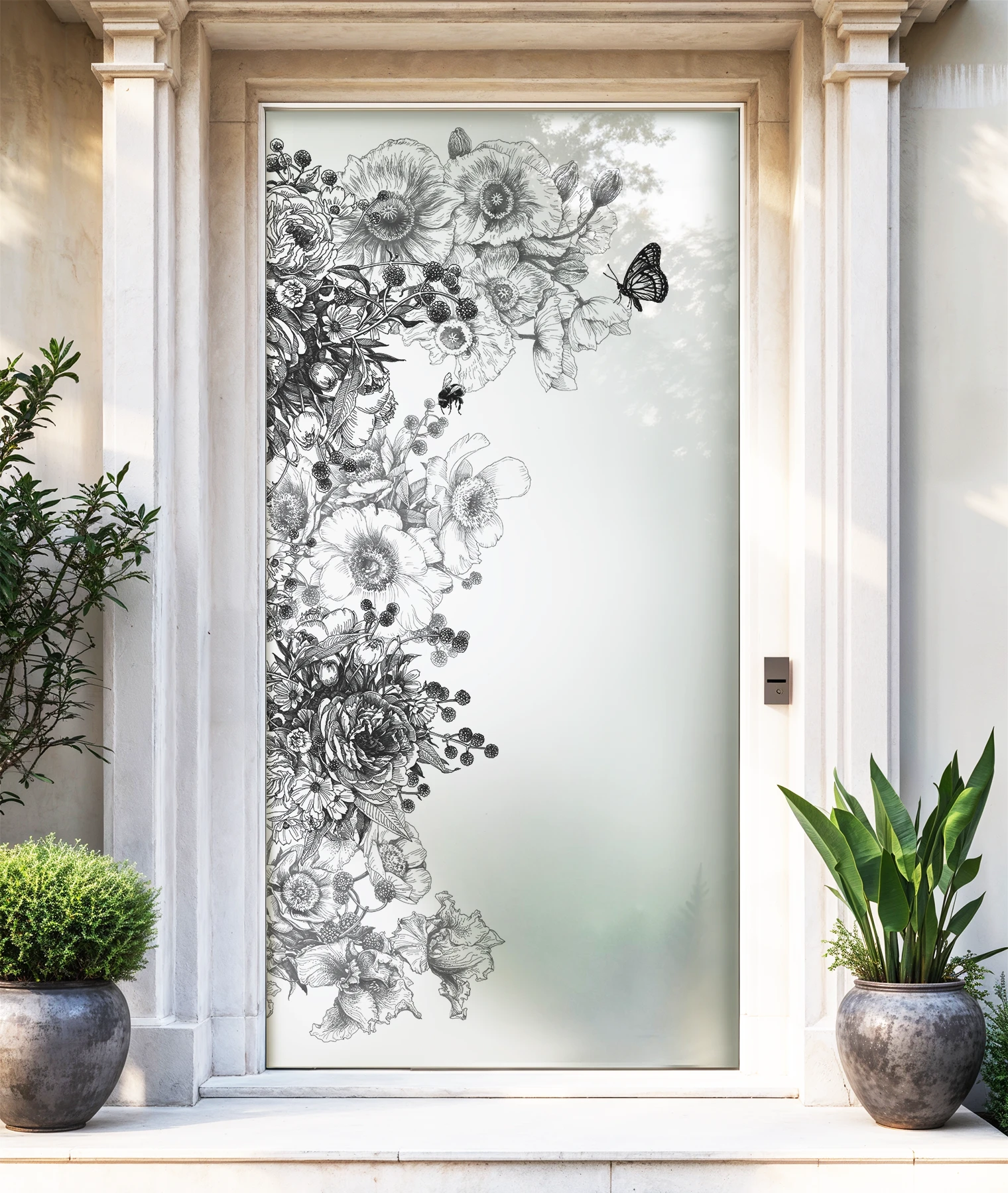 Fensterfolie Sichtschutzfolie Glastürfolie Motiv Blumen