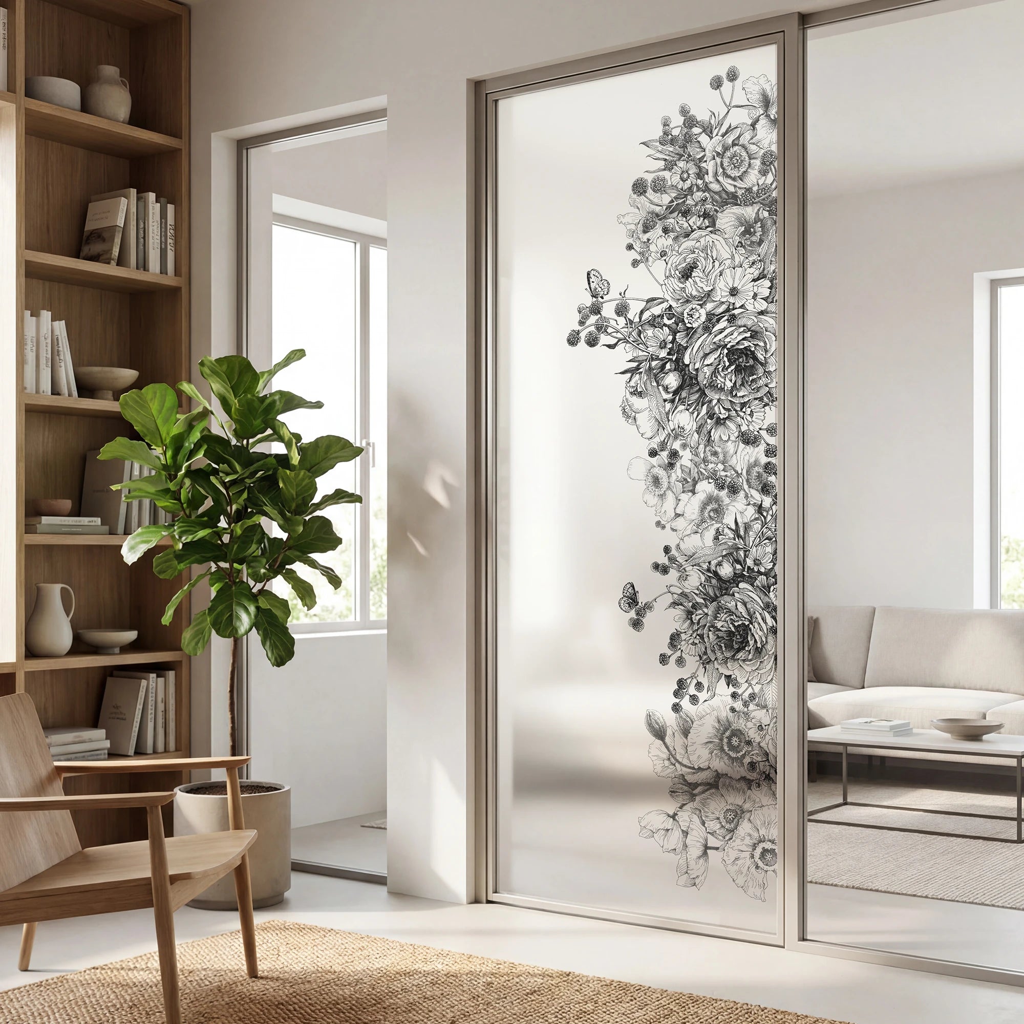 bedruckte Sichtschutzfolie, Blumen