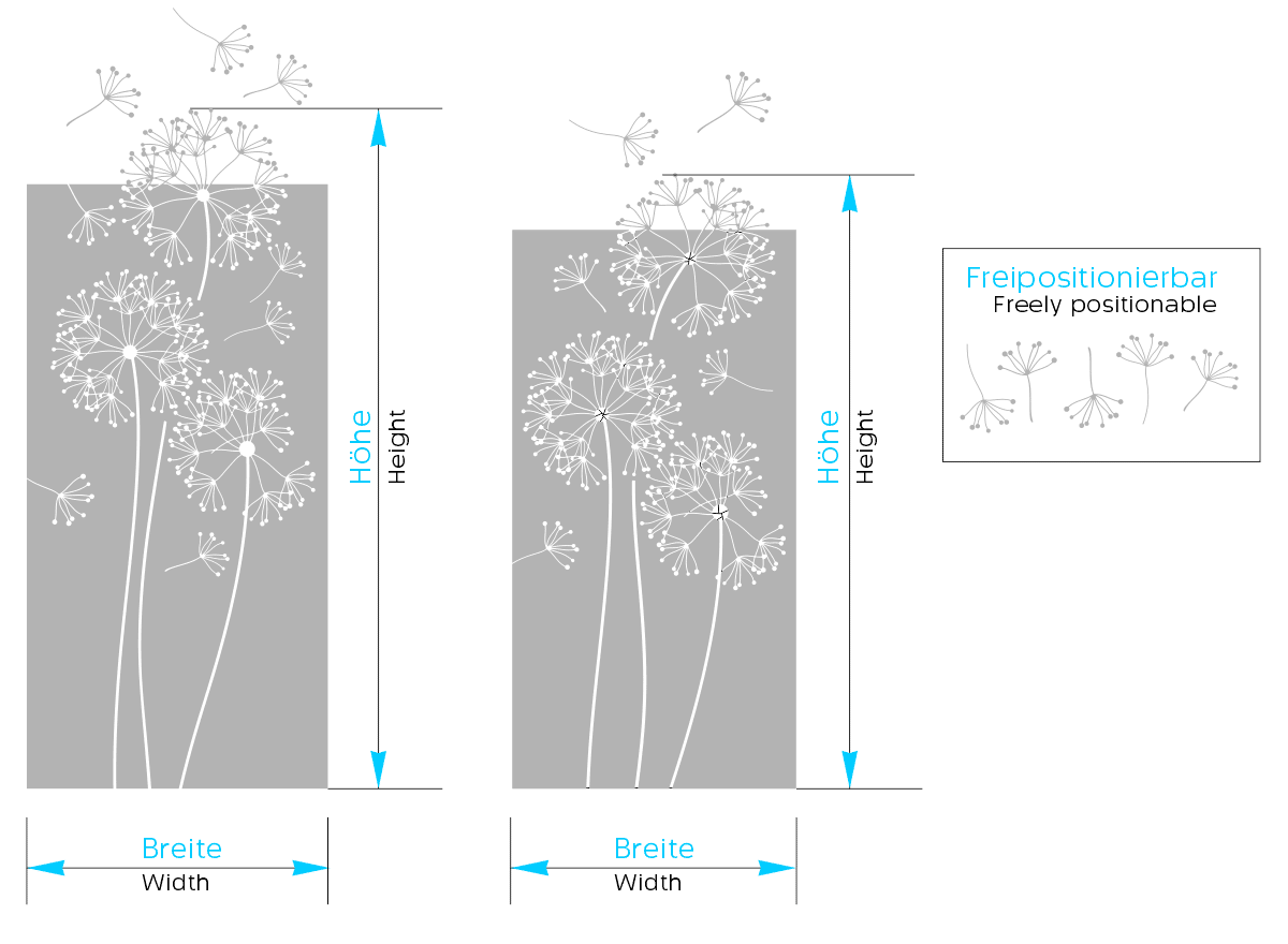 Sichtschutzfolie für bodentiefe Fenster. &quot;Pusteblume&quot; g517