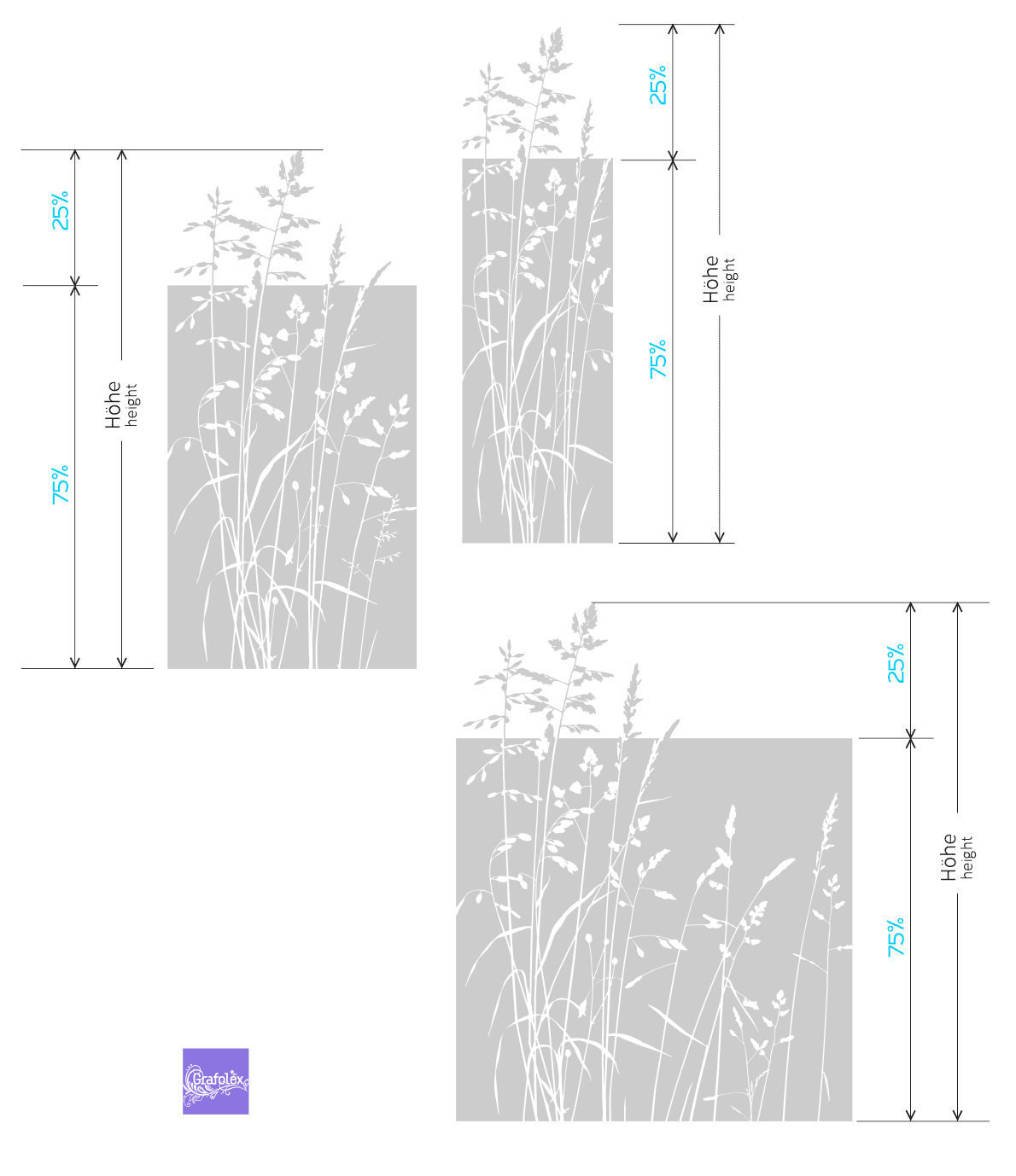 Sichtschutzfolie Fensterfolie Motiv &quot;Gräser&quot; G548