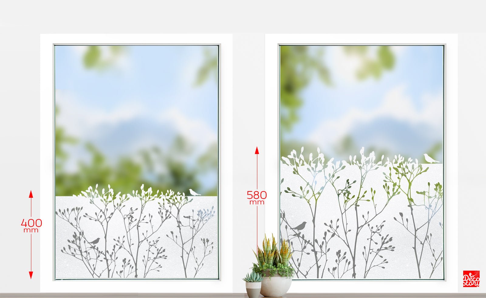 Fensterfolie Gräser & Äste - Selbstklebende Sichtschutzfolie – Grafolex