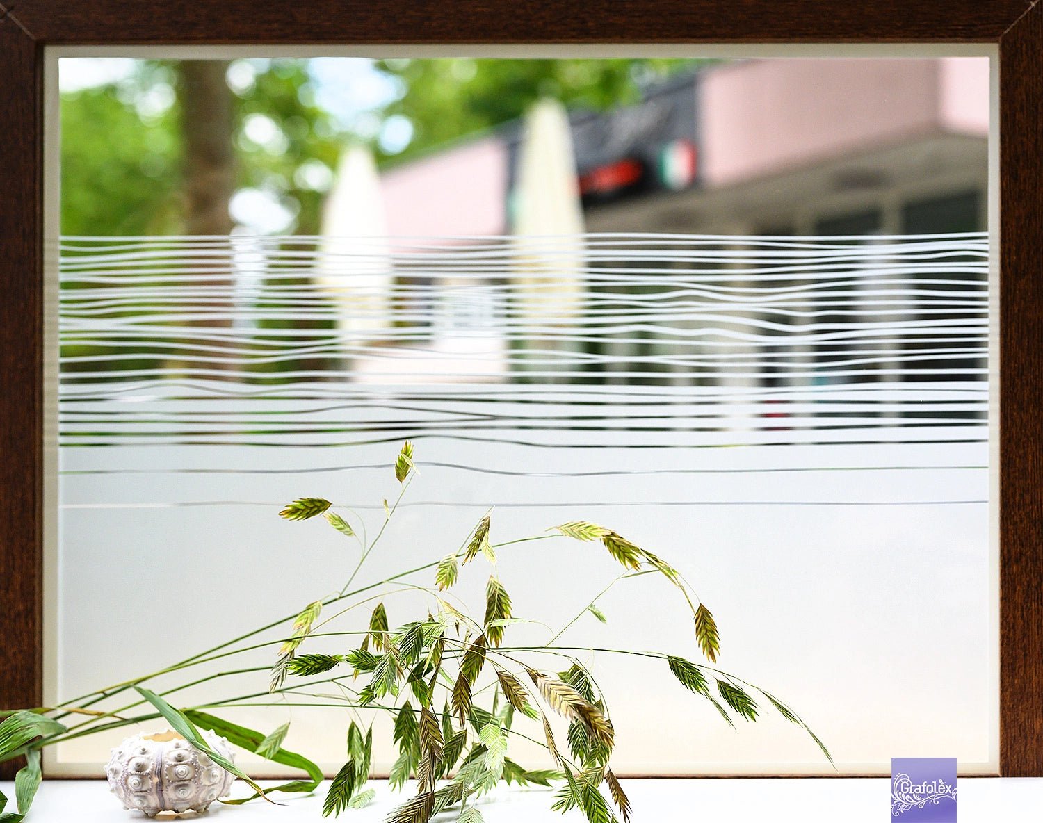 Lichtdurchlässiger Sichtschutz: Fensterfolie Wildgräser – Grafolex